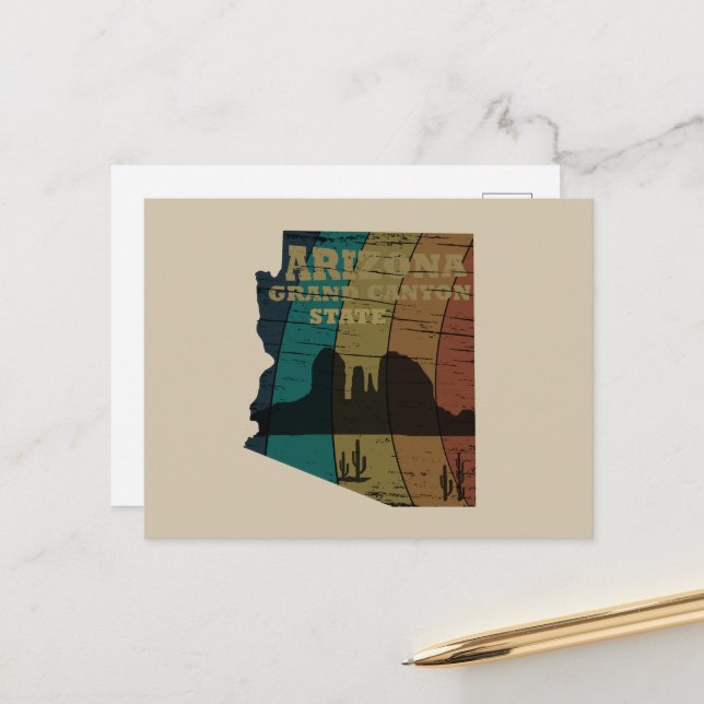 Arizona Sedona map grand canyon landscape retro Holiday Postcard (Front/Back In Situ)