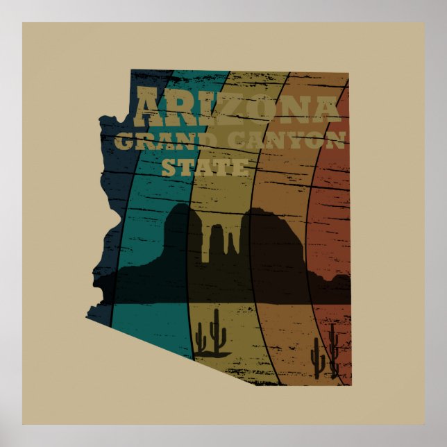 Arizona Sedona map grand canyon landscape retro Poster (Front)