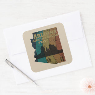 Arizona Sedona map grand canyon landscape retro Square Sticker