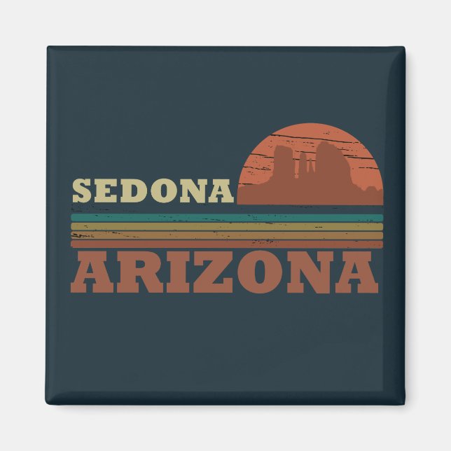 Arizona Sedona vintage sunset az retro Magnet (Front)