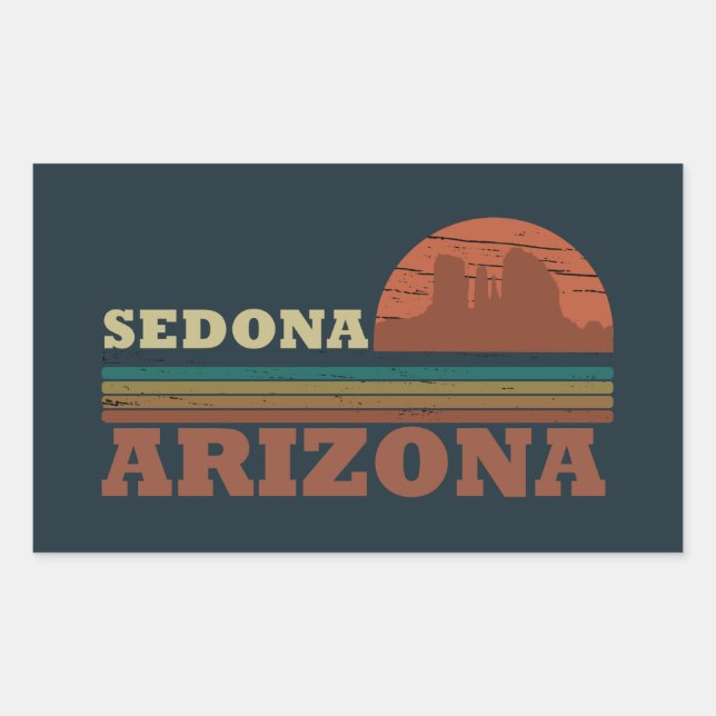 Arizona Sedona vintage sunset az retro Rectangular Sticker (Front)
