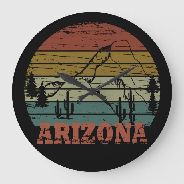 Arizona Sedona vintage sunset retro az Large Clock (Front)