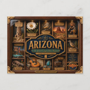 Arizona Shadow Box 3D Figurine State Postcard
