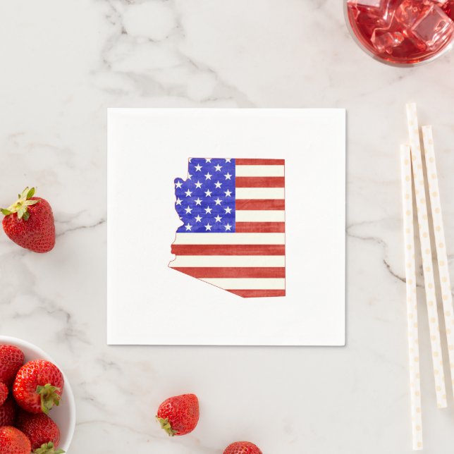 Arizona Shaped American Flag Patriotic Arizonan Napkin (Insitu)