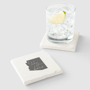 Arizona Shaped I Like It Here Black Chalkboard Stone Coaster
