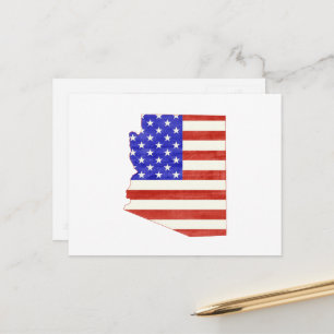 Arizona Shaped Patriotic Arizonan American Flag Postcard