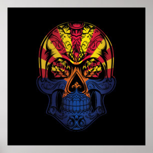 Arizona Skull And Roses Flag Poster