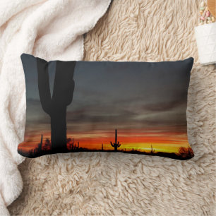 Arizona Sonoran Desert Sunset / Saguaro Cactus Lumbar Cushion