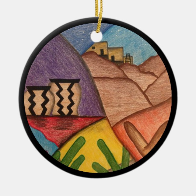 Arizona Southwest Desert Christmas Ceramic Tree Decoration (Front)