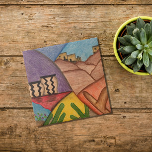 Arizona Southwest Desert Colourful Rainbow Tile