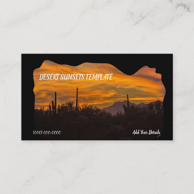Arizona Southwest Desert Sunset Business Card (Front)