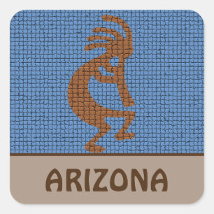 Arizona Southwest Mosaic Musical Kokopelli Square Sticker