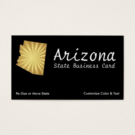 Arizona State Business Card Sun Rays Metallic Gold
