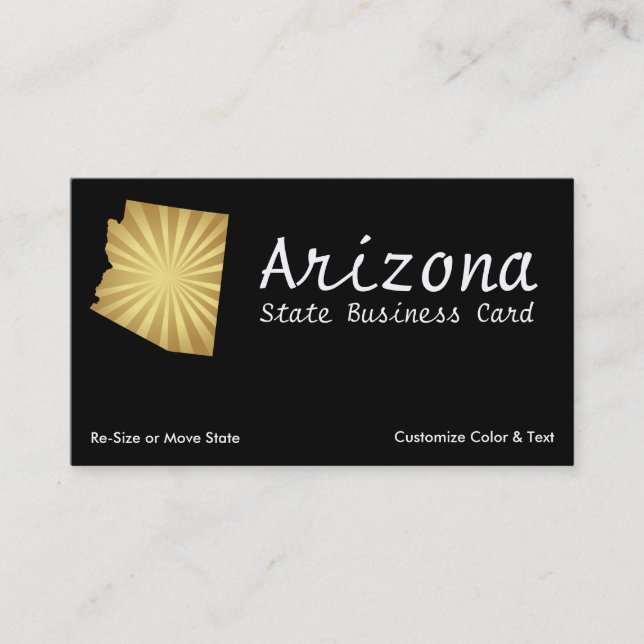 Arizona State Business Card Sun Rays Metallic Gold (Front)
