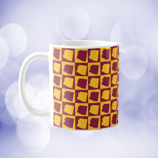 Arizona state checkerboard maroon and gold pattern coffee mug