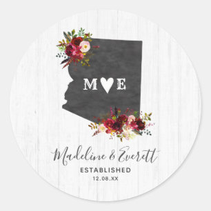 Arizona State Destination Rustic Monogram Wedding Classic Round Sticker