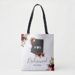 Arizona State Destination Rustic Wedding Monogram Tote Bag<br><div class="desc">Arizona State Destination Rustic Country Chic with White Barn Wood & Marsala Burgundy Watercolor Floral Arrangements & Boho Feathers Wedding Tote Bags with MOVEABLE HEART LOCATION just click the customise further link to position your heart ~ Check my shop to see the entire wedding suite for this design!</div>