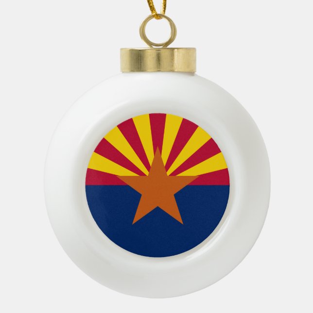 Arizona State Flag Ceramic Ball Christmas Ornament (Front)