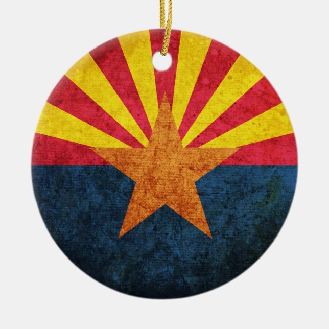 Arizona State Flag Ceramic Tree Decoration (Front)