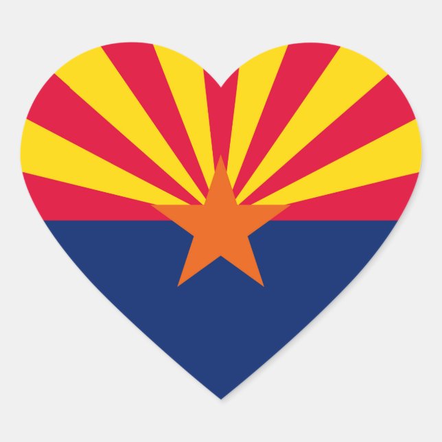 Arizona State Flag Design Heart Sticker (Front)