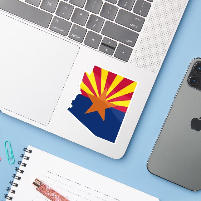 Arizona State Flag Retro Sunset Desert Vibes (Laptop w/ iPhone)