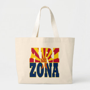 Arizona state flag text large tote bag