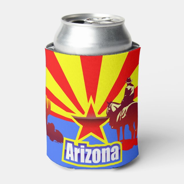 Arizona State Flag Vintage Drawing Can Cooler (Can Front)