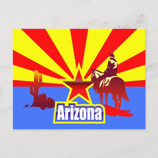 Arizona State Flag Vintage Drawing Postcard (Front)