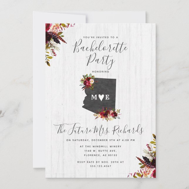 Arizona State Floral Bachelorette Party Invitation (Front)