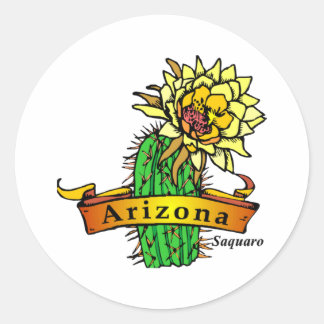 Arizona State Flower - Saguaro Classic Round Sticker