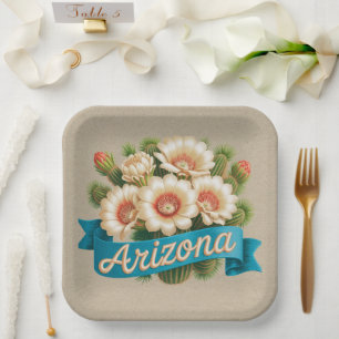 Arizona State Flowers Emblem Paper Plate