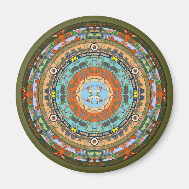 Arizona State Mandala Magnet (Front)