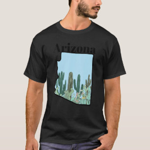 Arizona State Map Cactus Garden T-Shirt