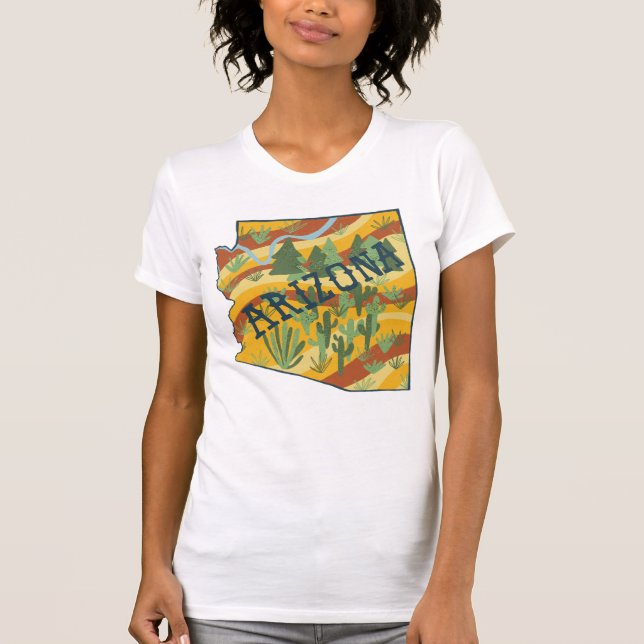 Arizona State Map Illustration T-Shirt (Front)
