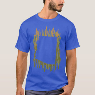 Arizona State Map Silhouette Saguaros T-Shirt