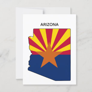 Arizona State Map State Flag Postcard