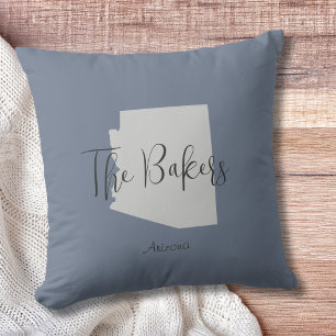 Arizona State Outline Family Name Throw Pillow