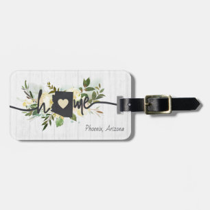 Arizona State Personalised Your Home City Rustic Luggage Tag