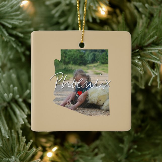 Arizona State Photo insert and town name - Fill Ceramic Ornament (Tree)