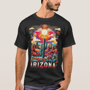 Arizona State Shirt Az Retro Desert Cactus Family 