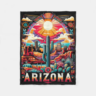 Arizona State Shirt Az Retro Desert Cactus Family  Fleece Blanket