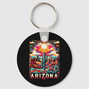 Arizona State Shirt Az Retro Desert Cactus Family  Key Ring