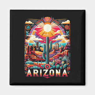 Arizona State Shirt Az Retro Desert Cactus Family  Magnet