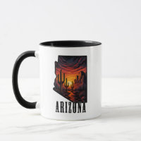 Arizona State Tattoo Style Desert Sunset $ Cactus