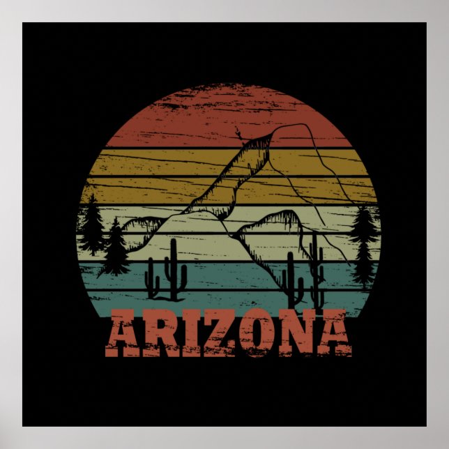 arizona state vintage sunset landscape az poster (Front)