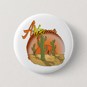 ARIZONA Sunset Cactus 6 Cm Round Badge