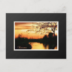 Arizona sunset in orange and black postcard