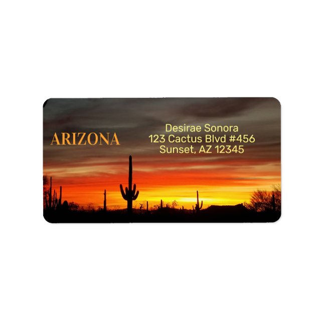 Arizona Sunset / Saguaro Cactus / Orange & Yellow Label (Front)