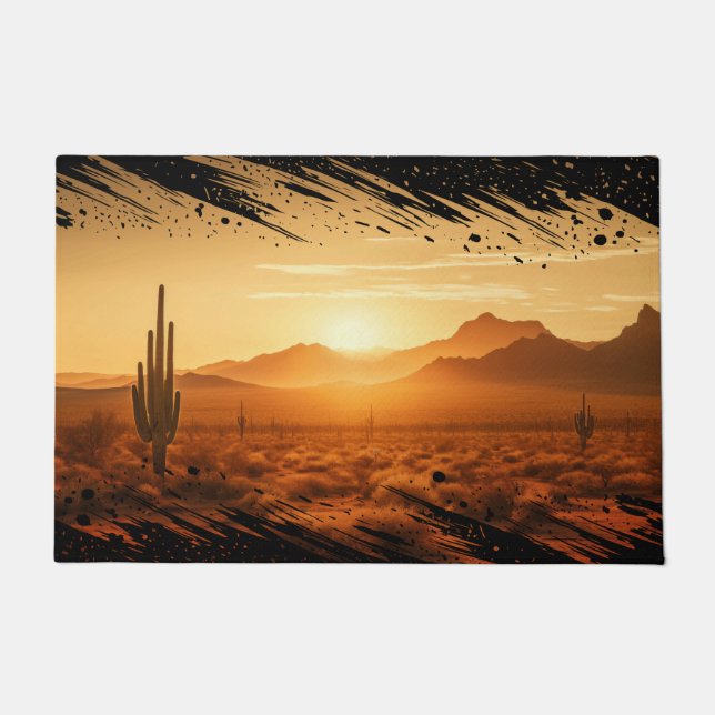Arizona Sunset Sahuaro Desert Southwest Doormat (Front)