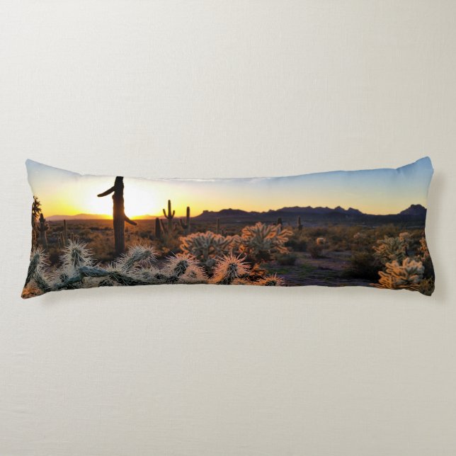Arizona Sunset Sonoran Desert With Saguaro Cactus Body Cushion (Front)